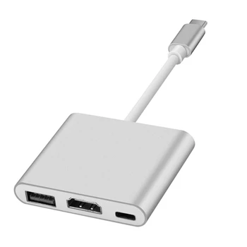 USB 3.1 Type C HUB σε συμβατή με HDMI 4K USB C Θηλυκός Πολυ Λιμένας Αποβαθρών Χρέωσης Video Converter για τον Αέρα Macbook Pro XPS 13 15