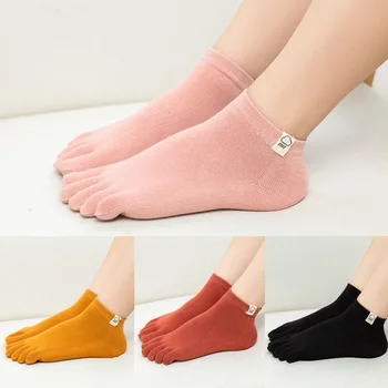 Κάλτσες Για Γυναίκες Πέντε Κάλτσες Δάχτυλων Γυναικεία Κάλτσα Στερεό Χρώμα 5 Toe Καλτσών Παντόφλες Κορίτσια Κυρία Harajuku Ιδρώτα-απορροφώντας Κάλτσες Βαμβακιού