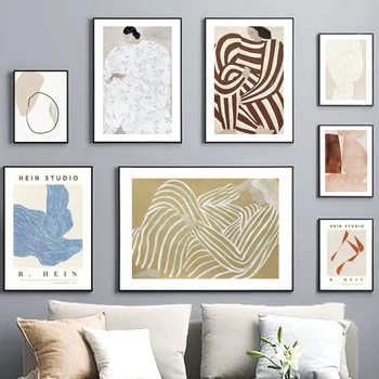 Αφηρημένη Γραμμή Γεωμετρία Καμπυλών Κορίτσι Τέχνη Τοίχων Τυπωμένων Υλών Καμβάς Ζωγραφικής Σύγχρονη Σκανδιναβική Αφίσα, Γκαλερί Εικόνα Τοίχο Για Living Room Decor