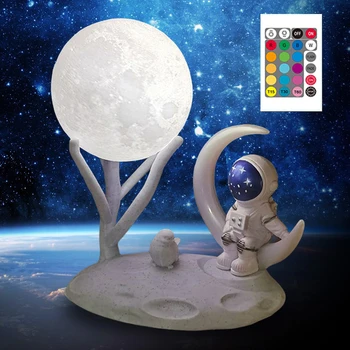 Αστροναύτης Φεγγάρι επιτραπέζιος Λαμπτήρας Φεγγάρι Αστροναύτης Λαμπτήρας Stepless Dimming Λαμπτήρα Νύχτας για Παιδιά το Βράδυ το Φως Υπνοδωμάτιο Διακόσμηση Παιδί Δώρα