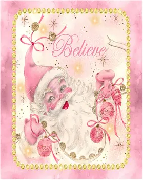 Πιστεύω Ροζ Santa Κομψό Χριστούγεννα Ρετρό Κασσίτερου Μετάλλων Σημάδι Σιδήρου Αφίσα Τέχνη για το Σπίτι Καφέ Μπαρ Ντεκόρ Τοίχων 8x12 Ίντσας