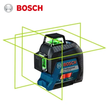 Bosch GLL3-60XG Επίπεδο Λέιζερ 12 Γραμμές Πράσινη Κάθετη Και Οριζόντια Μετρώντας το Εργαλείο Προβολής το Χαρακτηρισμό της Γραμμής Εσωτερικά Υπαίθρια Επίπεδο