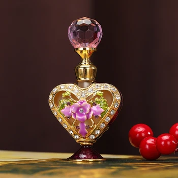 Άδειο 5ml Μπουκάλι Αρώματος Vintage Ροζ Μωβ Γυαλί Σκαλιστό Λουλούδι Diamond Κρύσταλλο Decor γέμισμα Αιθέριο Έλαιο Χειροποίητο Δώρο