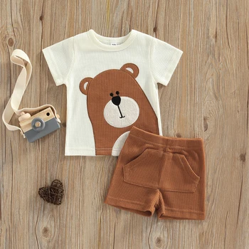 Citgeett Καλοκαίρι Βρέφος Νεογέννητο Μωρό Αγόρια Κορίτσια Παντελόνια Ρούχα Κοντό Μανίκι Τυπωμένα Κινούμενα Σχέδια T-Shirt + Ελαστικά Μέσης Σορτς Σετ