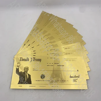 Δωρεάν αποστολή Donald J. Trump χρυσή ελέγξτε 22cm*10cm μεγάλο ατού Patriot καρτών για τα δώρα ΜΑΣ πρόεδρε αναμνηστική αφίσα