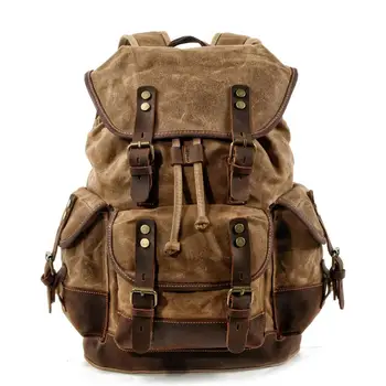 MUCHUAN Βαμβάκι Κεριών Πετρελαίου Backpack Καμβά των Ατόμων Μεγάλης περιεκτικότητας Εκλεκτής ποιότητας Αδιάβροχο Backpack 15