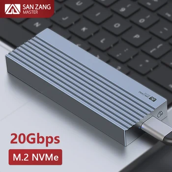 SANZANG Υψηλής Ταχύτητας SSD Περίπτωση 20Gbps M2 NVMe Περίφραξη Εξωτερική HD USB 3.0 Τύπου C Μονάδα Σκληρού Δίσκου M. 2 USB3 Κιβώτιο Αποθήκευσης Κάλυψη