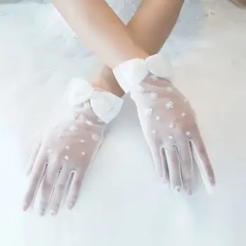 Απλή, Σύντομη Άνοιξη Καλοκαίρι Πλέγμα Λεπτό Τμήμα Γάντια Από Τεχνητό Μαργαριτάρι Τόξο Νέο Γάμο Φόρεμα Νύφη Γάντι