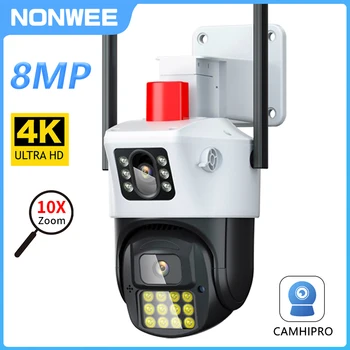 8MP 4K Διπλός Φακός IP, Υπαίθρια Κάμερα PTZ 4MP WiFi κάμερα Ασφαλείας CCTV Επιτήρησης Βίντεο 10X Ζουμ φακός 3.6 mm-8mm από το Αυτόματο Ακολουθώντας Camhi