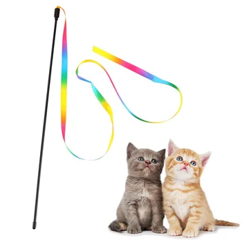 1PCS τα Παιχνίδια της Γάτας Χαριτωμένο Αστείο Ζωηρόχρωμη Ράβδος Teaser Ραβδί Πλαστική Pet Παιχνίδια Για Γάτες Διαδραστικό Stick Γάτα Προμήθειες Σπίτι τα Προϊόντα της Pet