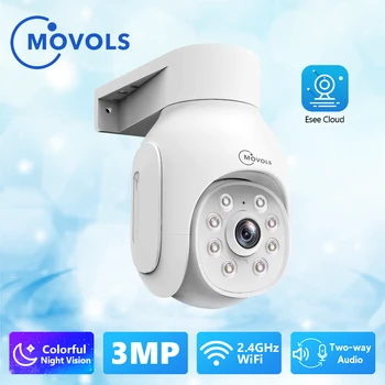 Movols 3MP PTZ Επιτήρησης με Βίντεο Κάμερα CCTV IP Με Wifi Ασύρματα Κάμερα Ασφαλείας Νυχτερινής Όρασης Χρώματος Ακουστικό Υπαίθριο Εσωτερικό Σπίτι