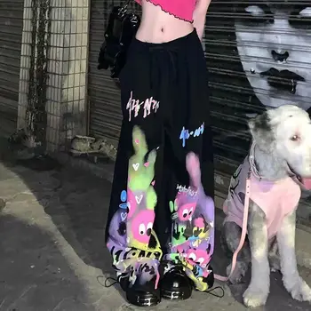 Deeptown Στον Κυβερνοχώρο Y2k Harajuku Φόρμα Γυναίκα Ροζ Κακοί Αθλητισμού Jogger Παντελόνι Μαύρο Casual Punk Γκράφιτι Κορέας Στυλ Παντελόνι