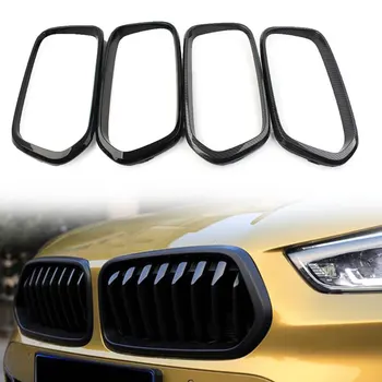 2 Pc Γυαλιστερό Μαύρο Προφυλακτήρων Αυτοκινήτων Μπροστινή Γρίλια Κάλυψη Πλαισίων Περιποίησης Διακόσμηση Για BMW X2 F39 2018 2019 2020 2021