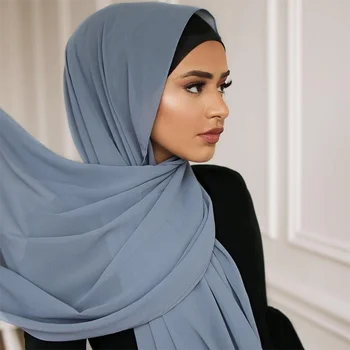 Νέα Premium Απλό Σιφόν Κασκόλ Μουσουλμανική Μαντίλα Άμεση Σάλι Μαλακή Σφαίρα Φυσαλίδων Σιφόν Κεφάλι Αναδιπλώνεται Ισλαμικό Κυρία Γυναίκες Hijabs