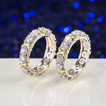 Μόδα Στρογγυλό Κυβικό Zirconia Λεπτό τις Γυναίκες το Δαχτυλίδι του Γάμου Νυφικό Band Κοσμήματα Μόδας Σταυρό Γεωμετρικά CZ το Χορεύοντας Κόμμα Δαχτυλίδια