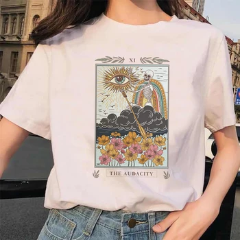 Γυναίκες T Shirt Ταρώ Κάρτα Λουλούδι Αστεία Στιγμή Κυρίες Κινουμένων Σχεδίων Μόδας Κοντό Μανίκι Καλοκαίρι Τυπωμένο T-Shirt Των Γυναικών T-Shirt Κορυφή Μοτίβο