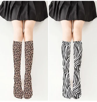 Πάνω από το γόνατο Κάλτσες Θηλυκό Leopard Ζώο Υφή κινούμενα σχέδια Δύο διαστάσεων Cosplay Κάλτσες Ζέβρα, Δροσερό το Καλοκαίρι Κάλτσες Μοσχάρι