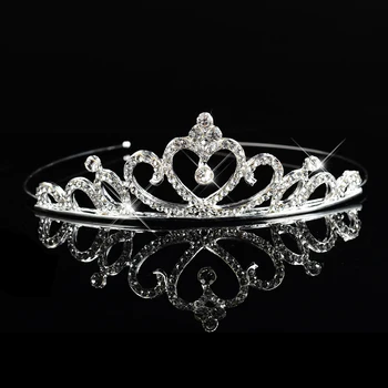 Πριγκίπισσα Τιάρες Γάμου Κορωνών Rhinestone Με Το Ασημένιο Χρώμα Κορδέλα Παιδί Κορίτσια Νυφικό Κόμμα Στέμμα Accessiories Τρίχας Κοσμήματος Δώρων