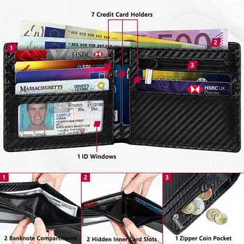 Teehon Νέα Επιχείρηση Πορτοφόλι, το Φράξιμο RFID Πολυ Υποδοχές Κάρτας Με Φερμουάρ Κέρμα Κλιπ Ανδρών Μόδας Πορτοφολιών Πορτοφολιών Νομισμάτων