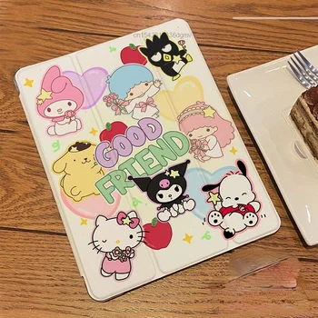 Sanrio Hello Kitty Κινουμένων Σχεδίων IPad Προστατευτική Περίπτωση Ipad Pro 2022 2021 10.2 Αέρα 2 3 Mini 4 5 6 Τρία Που Διπλώνει Την Κάλυψη Διαφανής Περίπτωση