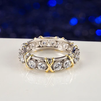 Μόδα Στρογγυλό Κυβικό Zirconia Λεπτό τις Γυναίκες το Δαχτυλίδι του Γάμου Νυφικό Band Κοσμήματα Μόδας Σταυρό Γεωμετρικά CZ το Χορεύοντας Κόμμα Δαχτυλίδια