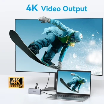 MOKiN USB C 8 σε 1 Σταθμό Σύνδεσης | DP + 2 HDMI + VGA 4 τηλεοπτική παραγωγή, 100W παροχή Ισχύος PD για Mac iPad Thunderbolt Lap-top