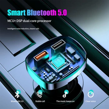 Bluetooth αυτοκινήτων 5.0 συσκευή αποστολής Σημάτων FM PD 18W Τύπος-C Διπλή USB 4.2 A Γρήγορος Φορτιστής ΟΔΉΓΗΣΕ το Αναδρομικά φωτισμένο Ατμόσφαιρα Ελαφρύ MP3 Player χωρίς Απώλειες Μουσική