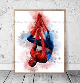 Εκδικητές Marvel Super Hero Τυπωμένο Ακουαρέλα ζωγραφική σε Καμβά Spiderman Αφίσα Τέχνη Τοίχων Εικόνα για τα Παιδιά Διακόσμηση των Δωματίων Cuadros