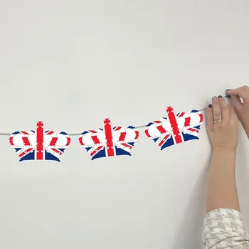 Ηνωμένο βασίλειο Σημαία, Σημαία Πανό Ζωηρά Χρώματα King Charles III Στέψη Bunting Banner Set Πολυ-μορφής για το Κόμμα Κρεμώντας Διακόσμηση