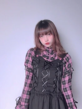 KOSAHIKI Ιαπωνική Lolita Φόρεμα Καρό Γυναικών Επιδέσμων JK Ruffle Op Χαριτωμένα Φορέματα Μακρύ Μανίκι Ρόμπα Καλοκαίρι Κομψό Vestido De Mujer