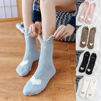 1Pair Δεράτων Κοραλλιών Θηλυκό Κάλτσες Σωλήνα Κάλτσες για το Φθινόπωρο Χειμώνα Νύχια της Γάτας Χαριτωμένο Πυκνά Θερμό Ύπνου Πάτωμα Κάλτσες Κάλτσες Ύπνου Freeshipping